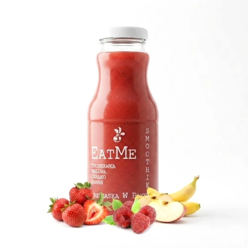 Smoothie truskawka. malina. jabłko. banan EATME 250 ml Sadvit — opakowanie i zawartość produktu