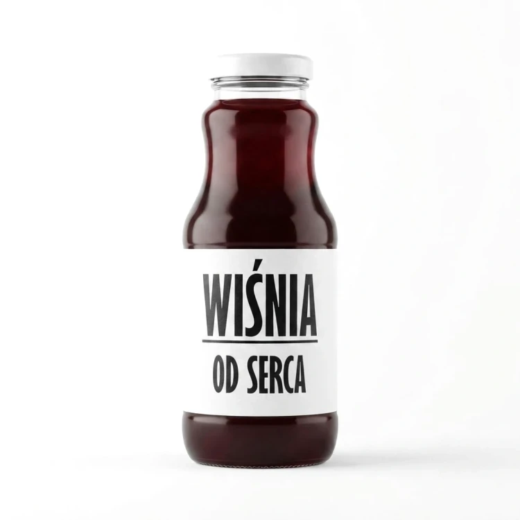 Sok tłoczony na zimno wiśnia od serca 100% 250 ml Sadvit — opakowanie, zdjęcie studyjne