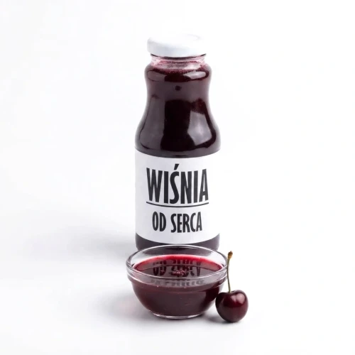 Sok tłoczony na zimno wiśnia od serca 100% 250 ml Sadvit — opakowanie i zawartość produktu