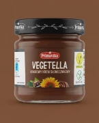 Vegetella – Kakaowy Krem Słonecznikowy 160g Primavika — opakowanie na tle w kolorze produktu