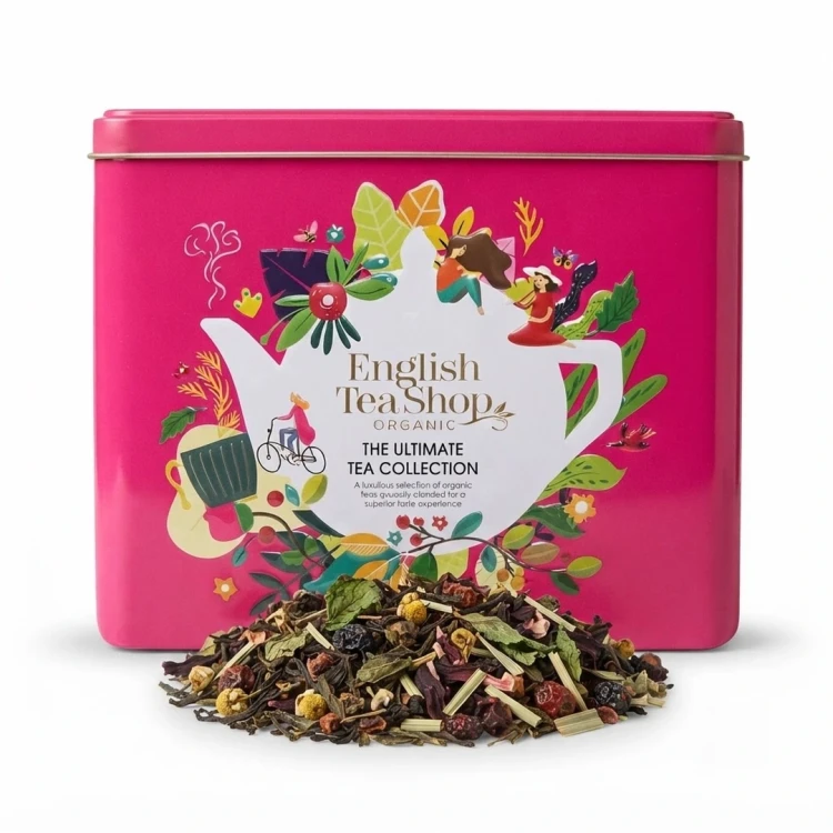 Kolekcja herbat w metalowej puszce The Ultimate Tea Collection English Tea Shop — opakowanie i zawartość produktu