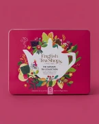 Kolekcja herbat w metalowej puszce The Ultimate Tea Collection English Tea Shop — opakowanie na tle w kolorze produktu