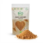 Cukier kokosowy ekologiczny 250 g BIO NATURO — opakowanie i zawartość produktu