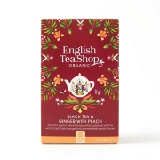 Organiczna herbata czarna z imbirem i brzoskwinią English Tea Shop — opakowanie, zdjęcie studyjne