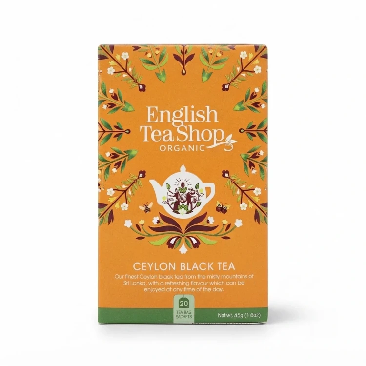 Organiczna herbata czarna cejlońska English Tea Shop — opakowanie, zdjęcie studyjne