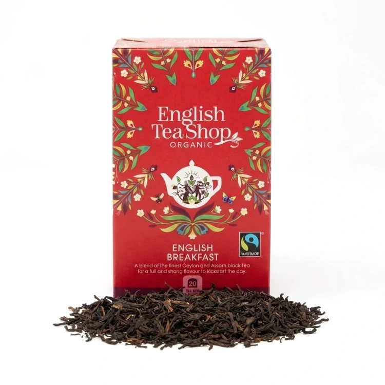 English Breakfast - organiczna herbata czarna cejlońska English Tea Shop — opakowanie i zawartość produktu