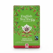 Organiczna herbata zielona z granatem English Tea Shop — opakowanie, zdjęcie studyjne