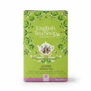 Organiczna zielona herbata z jaśminem i dzikim bzem English Tea Shop — opakowanie, zdjęcie studyjne