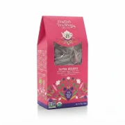 Organiczna herbatka ziołowa z hibiskusa z truskawkami. borówkami i malinami w piramidkach English Tea Shop — opakowanie, zdję