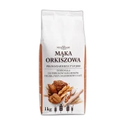 Mąka orkiszowa 1kg Młyn Niedźwiady — opakowanie na białym tle