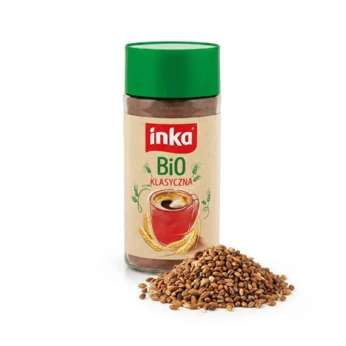 Kawa zbożowa Inka BIO 100g Inka — opakowanie i zawartość produktu