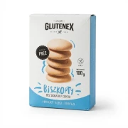 Bezglutenowe biszkopty bez dodatku cukru 100g Glutenex — opakowanie, zdjęcie studyjne