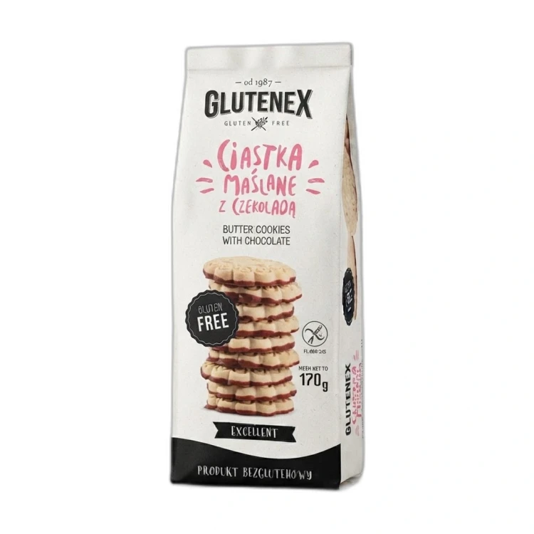 Bezglutenowe ciastka maślane  z czekoladą 140 g Glutenex