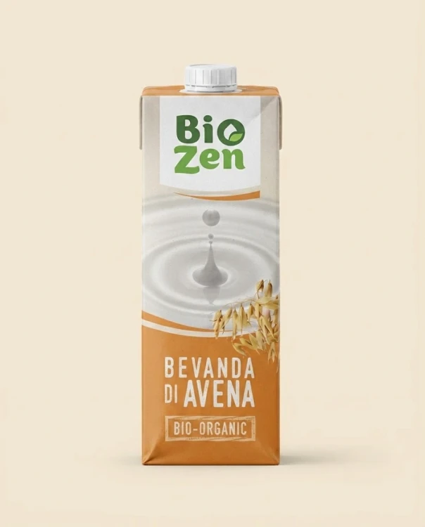 Napój owsiany BIO 1 l BioZen — opakowanie na tle w kolorze produktu
