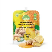 Lemoniada imbir-cytryna- miód - koncentrat 340g Purena — opakowanie i zawartość produktu