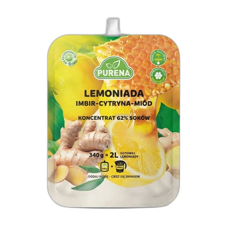 Lemoniada imbir-cytryna- miód - koncentrat 340 g Purena