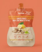 Shot z imbiru i cytryn 100% - koncentrat 180g Purena — opakowanie na tle w kolorze produktu