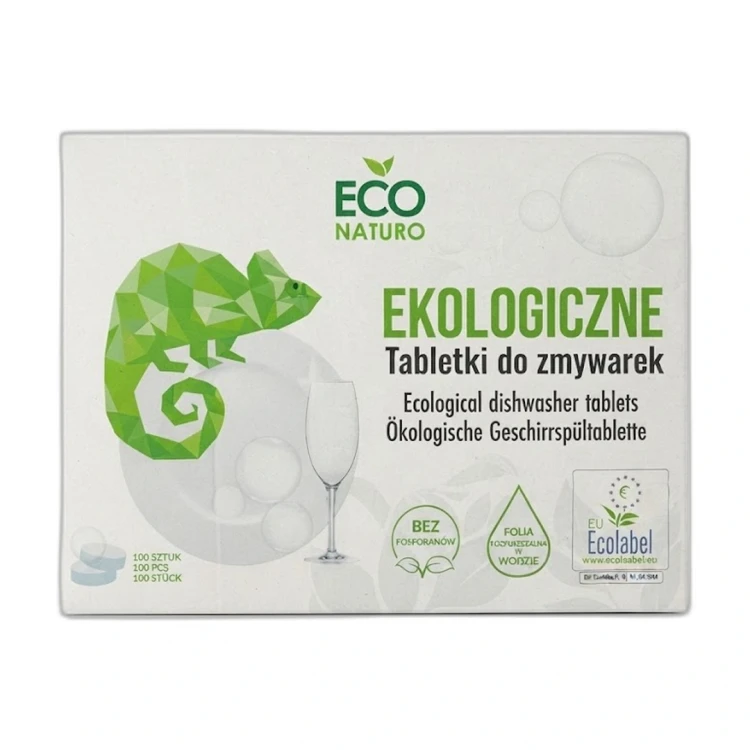 Tabletki do zmywarek 100 SZTUK PolBioEco — opakowanie na białym tle