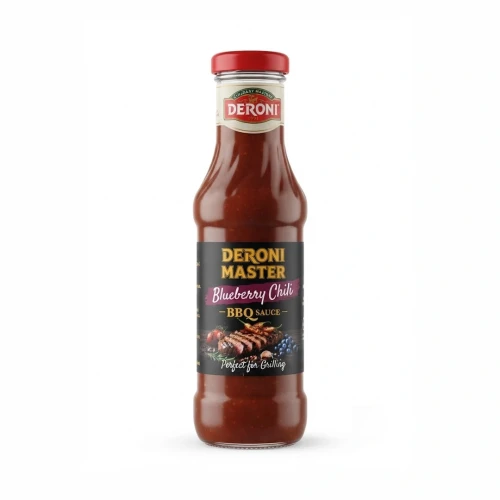 SOS DO BARBECUE - BORÓWKA I CHILI 340g DERONI — opakowanie, zdjęcie studyjne