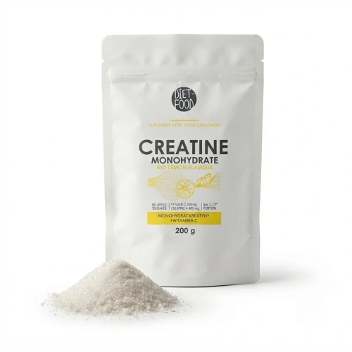 CREATINE MONOHYDRATE 200 g DIET-FOOD — opakowanie i zawartość produktu