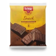 Wafel bezglutenowy z orzechami laskowymi w polewie czekoladowej 35 g Schär — opakowanie, zdjęcie studyjne