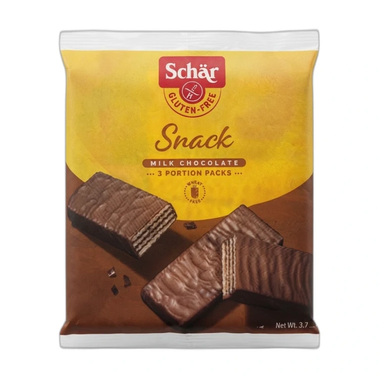 Wafel bezglutenowy z orzechami laskowymi w polewie czekoladowej 35 g Schär — opakowanie na białym tle