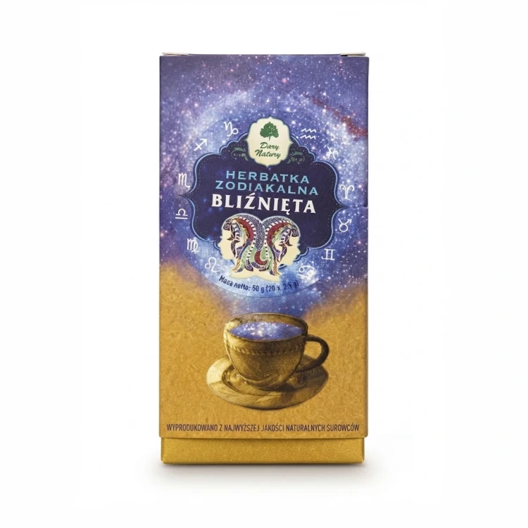 Herbatka zodiakalna 50 g (20 x 2,5 g) — opakowanie, zdjęcie studyjne