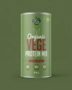 Ekologiczna mieszanka białek roślinnych 500 g DIET-FOOD.PL — opakowanie na tle w kolorze produktu
