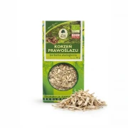 KORZEŃ PRAWOŚLAZU 50 g Podlaski Ogród Ziołowy — opakowanie i zawartość produktu