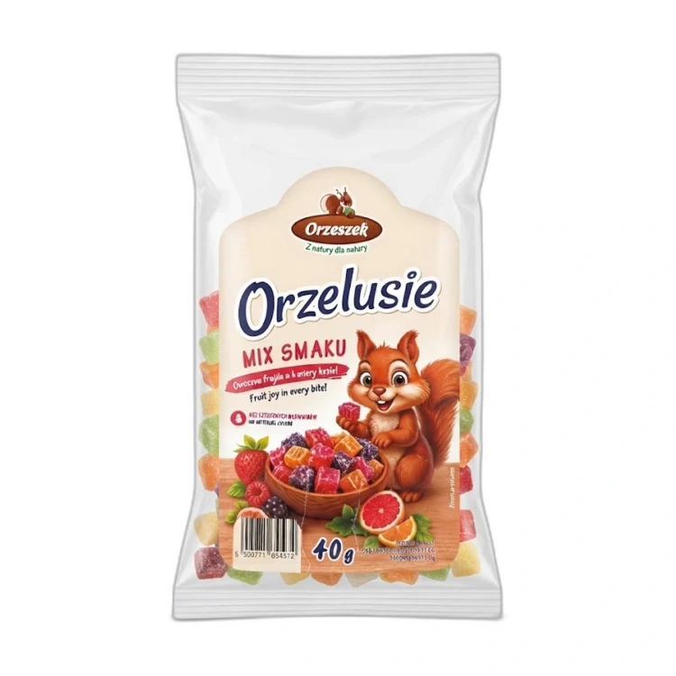 MIX suszonych kostek z owocami 40 g ORZELUSIE — opakowanie na białym tle