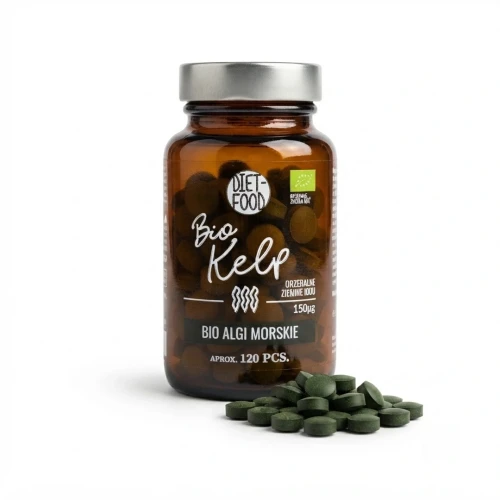 EKOLOGICZNY KELP 120 tabletek x 345mg = 41,4g Diet-Food — opakowanie i zawartość produktu