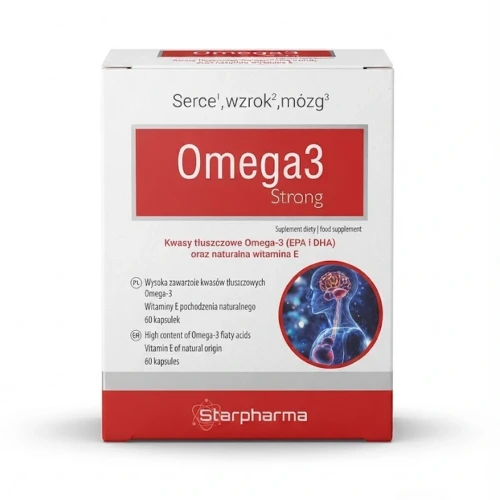 Omega3 Strong 60 kapsułek Starpharma — opakowanie, zdjęcie studyjne