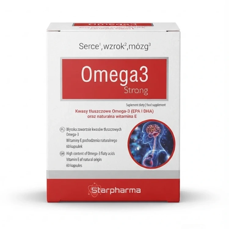 Omega3 Strong 60 kapsułek Starpharma — opakowanie, zdjęcie studyjne