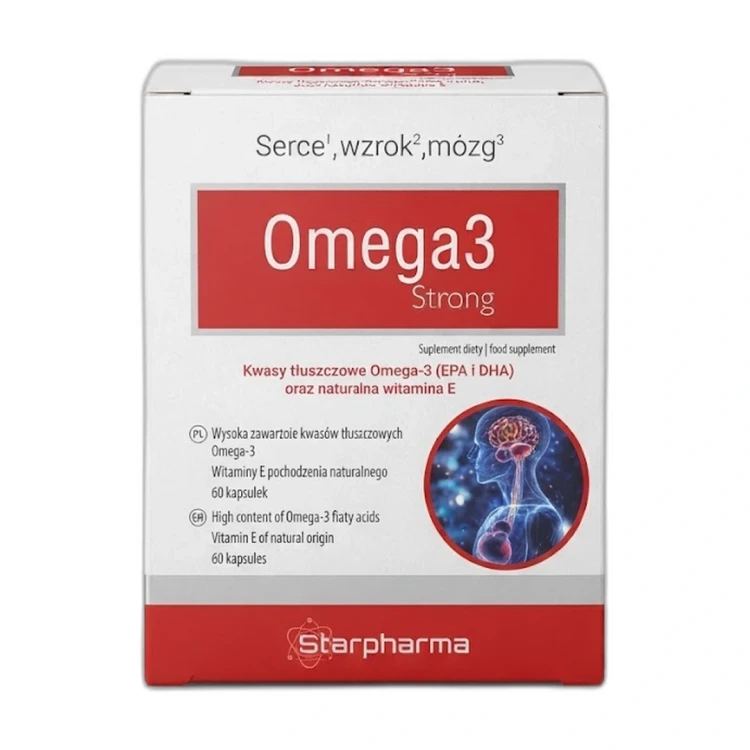 Omega3 Strong 60 kapsułek Starpharma — opakowanie na białym tle