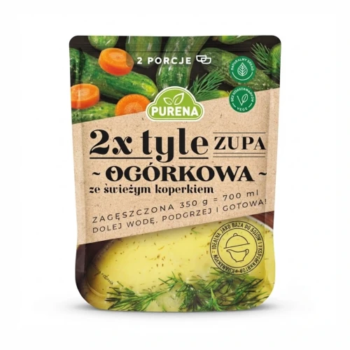 Zupa ogórkowa ze świeżym koperkiem 350g Purena — opakowanie, zdjęcie studyjne