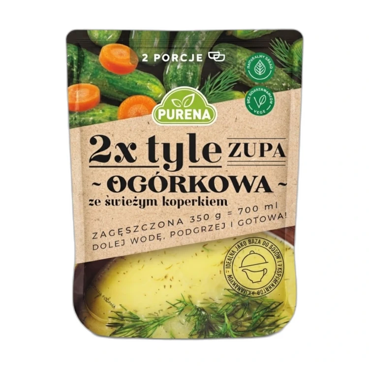 Zupa ogórkowa ze świeżym koperkiem 350g Purena — opakowanie na białym tle