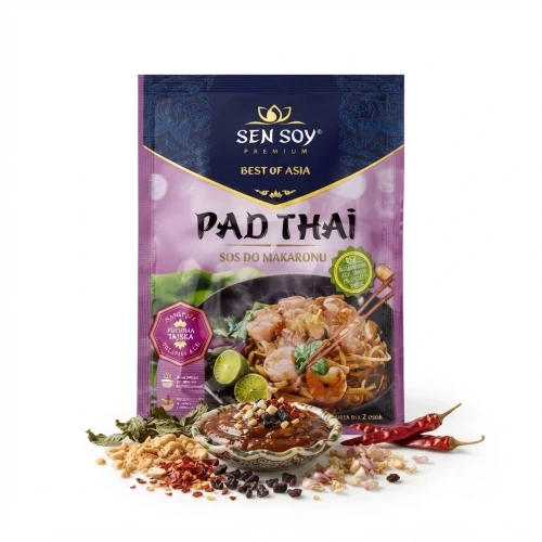 Sos do tajskiego makaronu Pad Thai 80g Sen Soy — opakowanie i zawartość produktu