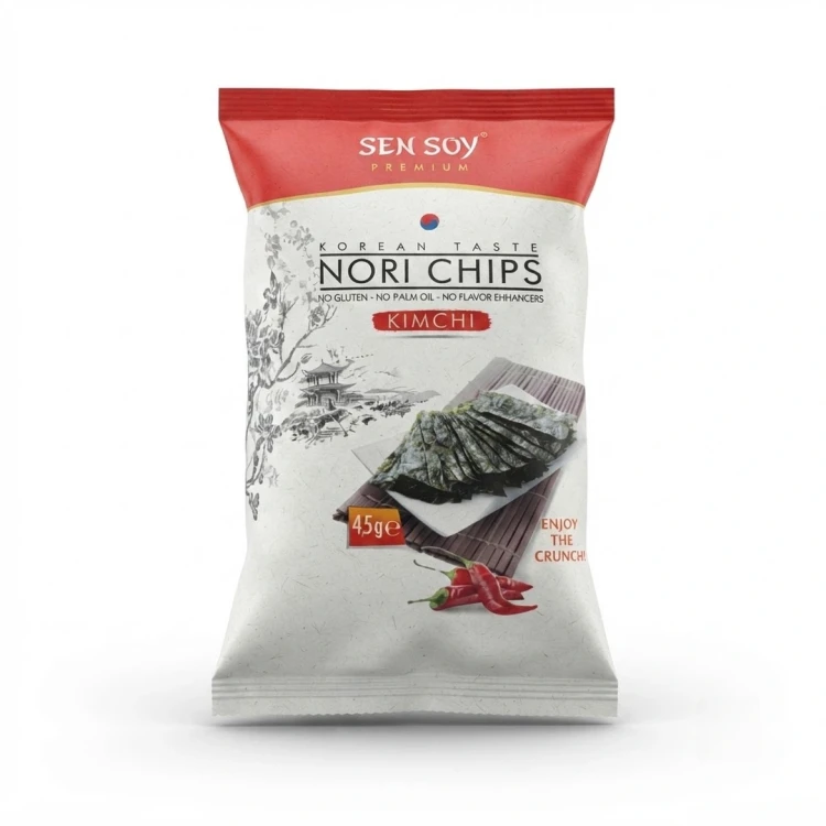 Chipsy Nori - kimchi Sen Soy — opakowanie, zdjęcie studyjne