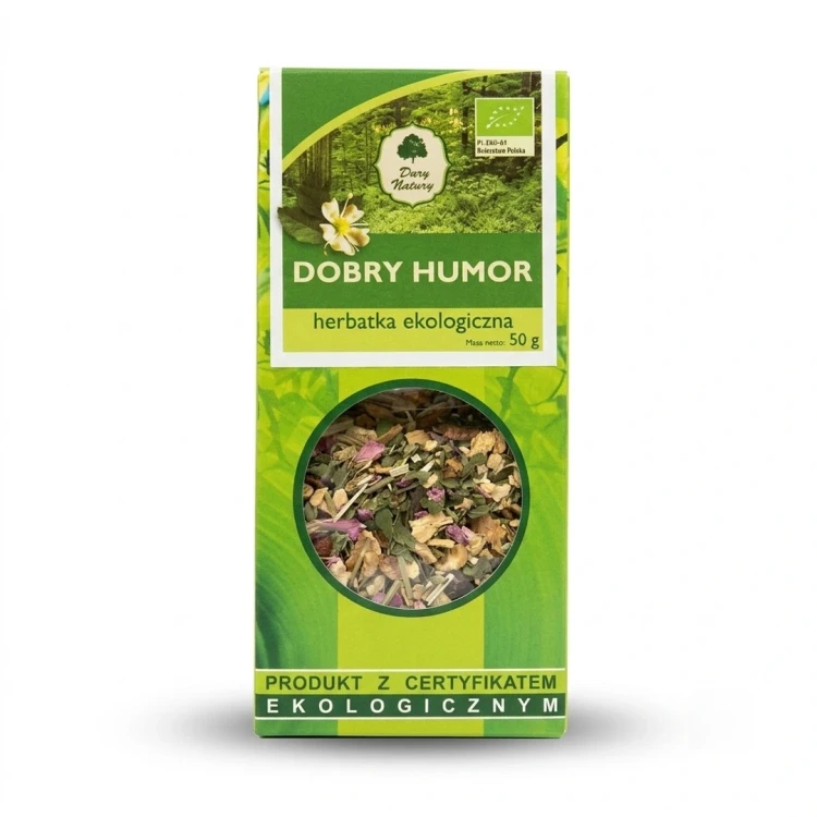 DOBRY HUMOR 50 g Podlaski Ogród Ziołowy — opakowanie, zdjęcie studyjne