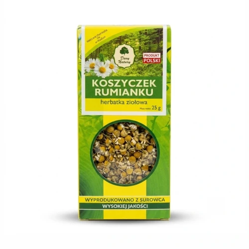 KOSZYCZEK RUMIANKU 25 g — opakowanie, zdjęcie studyjne