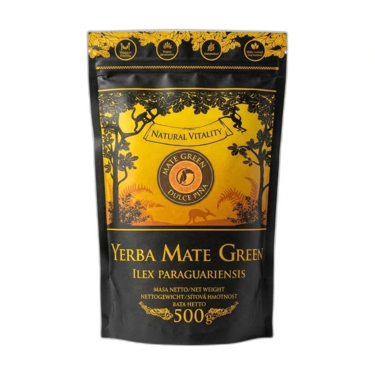 Yerba Mate Green Ananas Terere (dulce pina) 500g Yerba Mate Green — opakowanie na białym tle