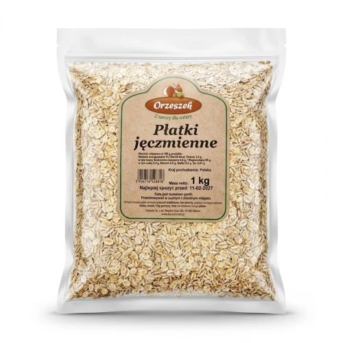 Płatki jęczmienne 1 kg Orzeszek — opakowanie, zdjęcie studyjne