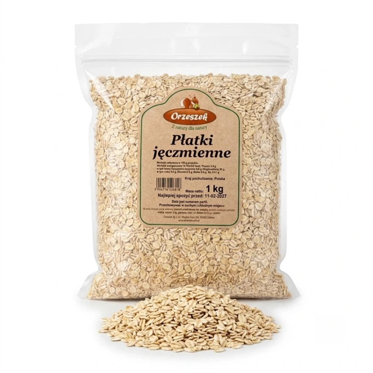 Płatki jęczmienne 1 kg Orzeszek — opakowanie i zawartość produktu