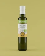 Olej z lnianki (rydzowy) 250 ml Złoto Polskie — opakowanie na tle w kolorze produktu