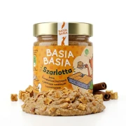 Krem na bazie orzeszków ziemnych z jabłkiem suszonym i cynamonem 195 g BASIA BASIA — opakowanie i zawartość produktu